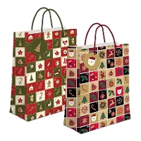 Cadeautas 23 x 18 x 10 cm met kerstpatroon - 1 stuk