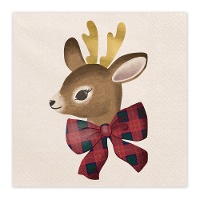 Kerstservetten met rendiermotief 16,5 x 16,5 cm - 12 stuks