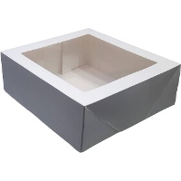 Witte taartdoos met transparant venster aan de bovenzijde - 20 x 20 x 7,5 cm