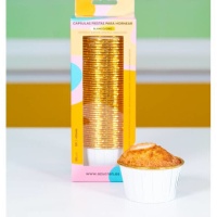 Witte en gouden cupcake vormpjes 5 cm - 50 stuks