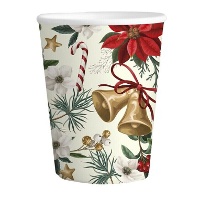 Kerstbloem en klokken bekers van 266 ml - 6 stuks