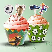 Cápsulas para cupcakes de fútbol con picks
