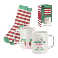 Kerstcadeauset met mok en kerstsokken - Elf