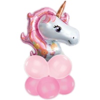 Roze eenhoornboeket - Eurofiestas - 9 stuks