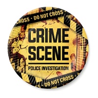 Halloween-borden 'CRIME SCENE' 23 cm - 6 stuks