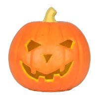 Oranje Halloweenpompoen met multicolor licht van 16 cm