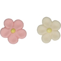 Suikerdecoraties margrieten roze en wit - FunCakes - 12 stuks