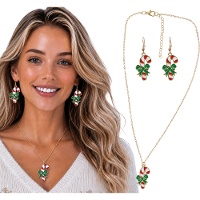 Ketting- en oorbellenset met zuurstokmotief