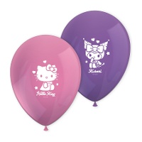 Latexballonnen Hello Kitty en Kuromi - 8 stuks