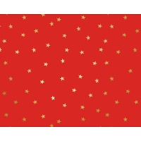Rood inpakpapier met gouden sterren van 2 x 0,70 m - 1 stuk