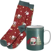 Cadeauset met mok en sokken met de Kerstman