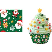Cupcakevormpjes van 5 cm met de kerstman - 50 stuks
