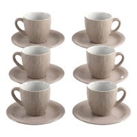Koffiekop van 100 ml met beige bladeren - 6-delig