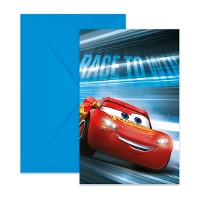 Blauwe Cars?uitnodigingen - 6 stuks