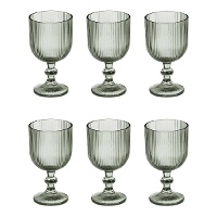 Gestreepte glazen beker van 370 ml - 6 stuks