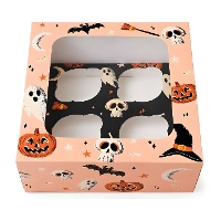 Doos voor 4 Halloween-cupcakes Boo - Azucren