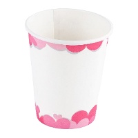 Kartonnen bekers met hartjes en witte achtergrond - 8 stuks