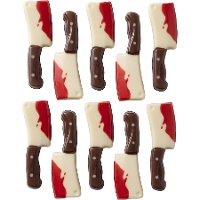 Witte chocolade figuren van bebloede messen - 10 stuks