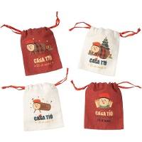 Cadeauzakje van 15 x 12 x 1 cm met Tió de Nadal-motief - 1 stuk