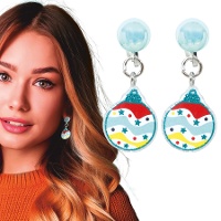 Blauwe kerstbal oorbellen - 1 paar