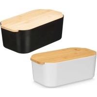 Broodtrommel van 33 x 18,5 x 12 cm met bamboe deksel - 1 stuk