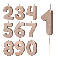 Roze gouden nummerkaars van 4,5 cm - 1 stuk
