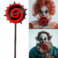 Rood-zwarte spiraalvormige lollipop van 20 cm