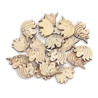Houten Eenhoornhoofdfiguren van 3 cm - 20 stuks