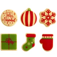 Witte kerstchocoladefiguurtjes - 48 stuks