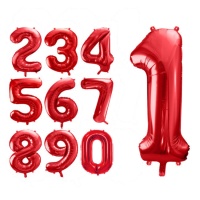 Rode nummerballon 86 cm - PartyDeco - 1 stuk