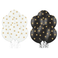 Latex ballonnen met gouden sterren van 30 cm - PartyDeco - 50 stuks