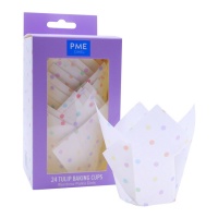 Tulpenpapier bakvormpjes voor muffins met gekleurde stippen - PME - 24 stuks