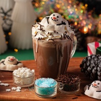 Decoratieset voor gesmolten sneeuwman hete chocolade