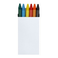 Gekleurde waskrijtjes in witte doos - 6 stuks