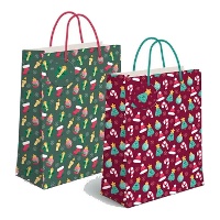 Kerst cadeautas 14 x 11,5 x 6,7 cm met figuurtjes - 1 stuk
