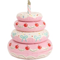 Staande roze donut-taartballon 72 x 89 cm