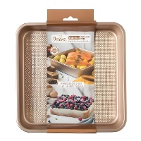 Vierkante bakvorm 24,5 x 24,5 x 5,5 cm roségoud - Decora