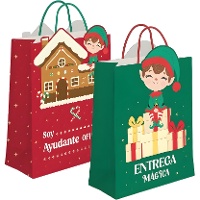 Cadeauzak 32 x 26 x 10 cm met kerstelf - 1 stuk