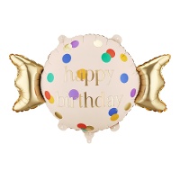 Snoepvormige 'Happy Birthday'-ballon 61 x 37 cm