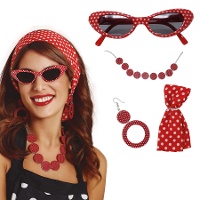 Jaren 50 set rood en wit - 4 stuks