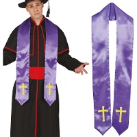 Estola morada de sacerdote con cruces doradas