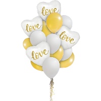 Boeket van witte hartballonnen Love - 16 stuks