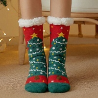 Kerstsokken met kerstboom en teddyboord - maat 36-42 - 1 paar