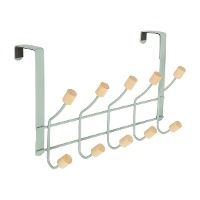 Over-deur kapstok, 5 dubbele haken - mintgroen