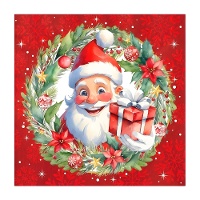 Kerstservetten van 16,5 x 16,5 cm met de Kerstman - 20 stuks