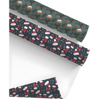 Cadeaupapier met mutsen en sterren - 2 x 0,70 m - 1 stuk