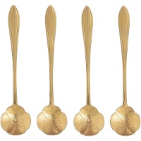 Koffielepels 15 cm met bloemmotief - set van 4