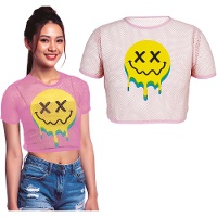 Dames mesh crop-top met smiley