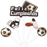 Gelukkige Verjaardag Voetbal Cake Topper - 5 stuks.