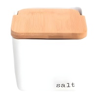 Witte zoutpot met deksel